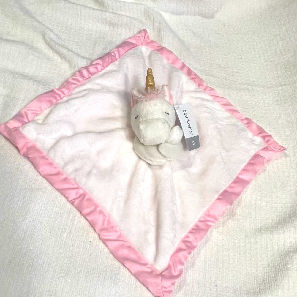 Carters unicorn baby blanket lovey white and pink 2016